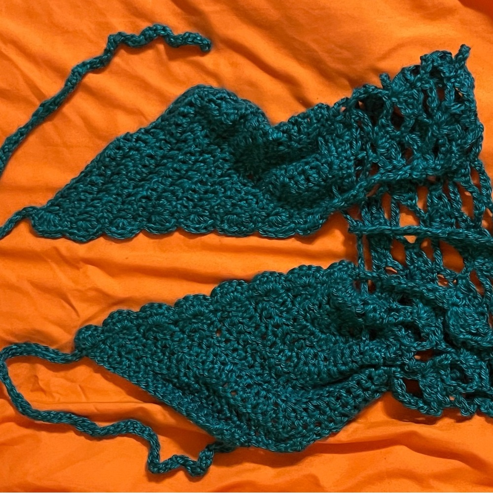Handmade Teal Crochet Top